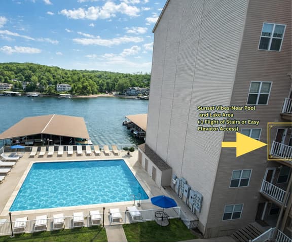 Sunset Vibes Retreat – Lakefront 2BR Condo w/ Pool, No Pets Allowed, Near Ozarks Amphitheater - Image 1